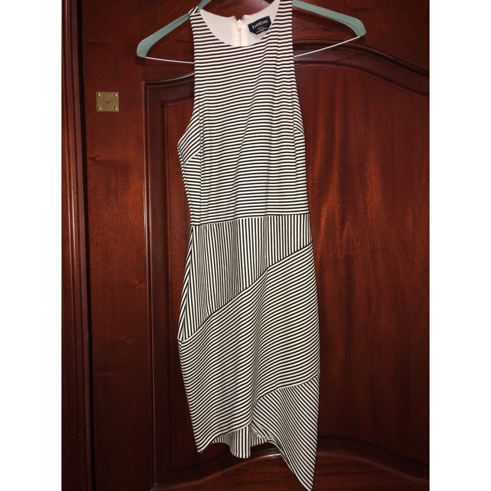 Asymmetrical striped tank dress   Bebe